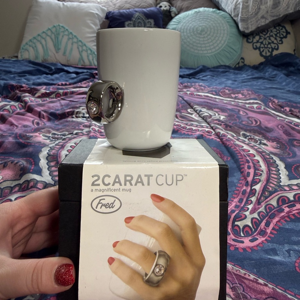 Fred White Mug with Silver Ring Handle - Picture 2 of 5